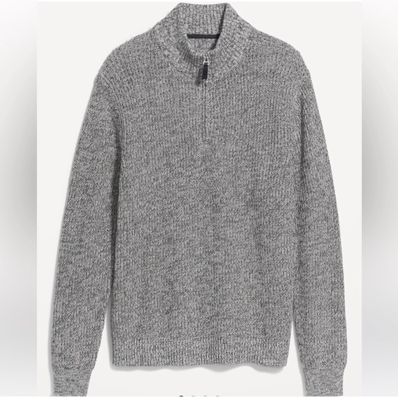 NWT! Men’s Gray Marl Quarter-Zip Mock-Neck Sweater - Multiple Sizes - Picture 1 of 1